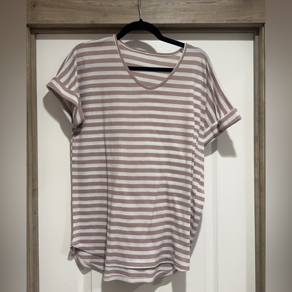 Muted Lilac Short Sleeve Stripe Top